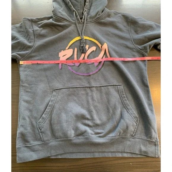 RVCA Hoodie Mens Medium Hooded Sweatshirt Logo Y2K 90s Grunge Surfer Skater READ - Picture 6 of 12